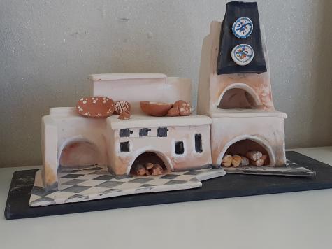  N.1  Rappresentazione in 3d di una cucina di allora